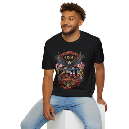 USA Eagle 250 Anniversary T-Shirt — Patriotic American Flag Tee 4 of July USA