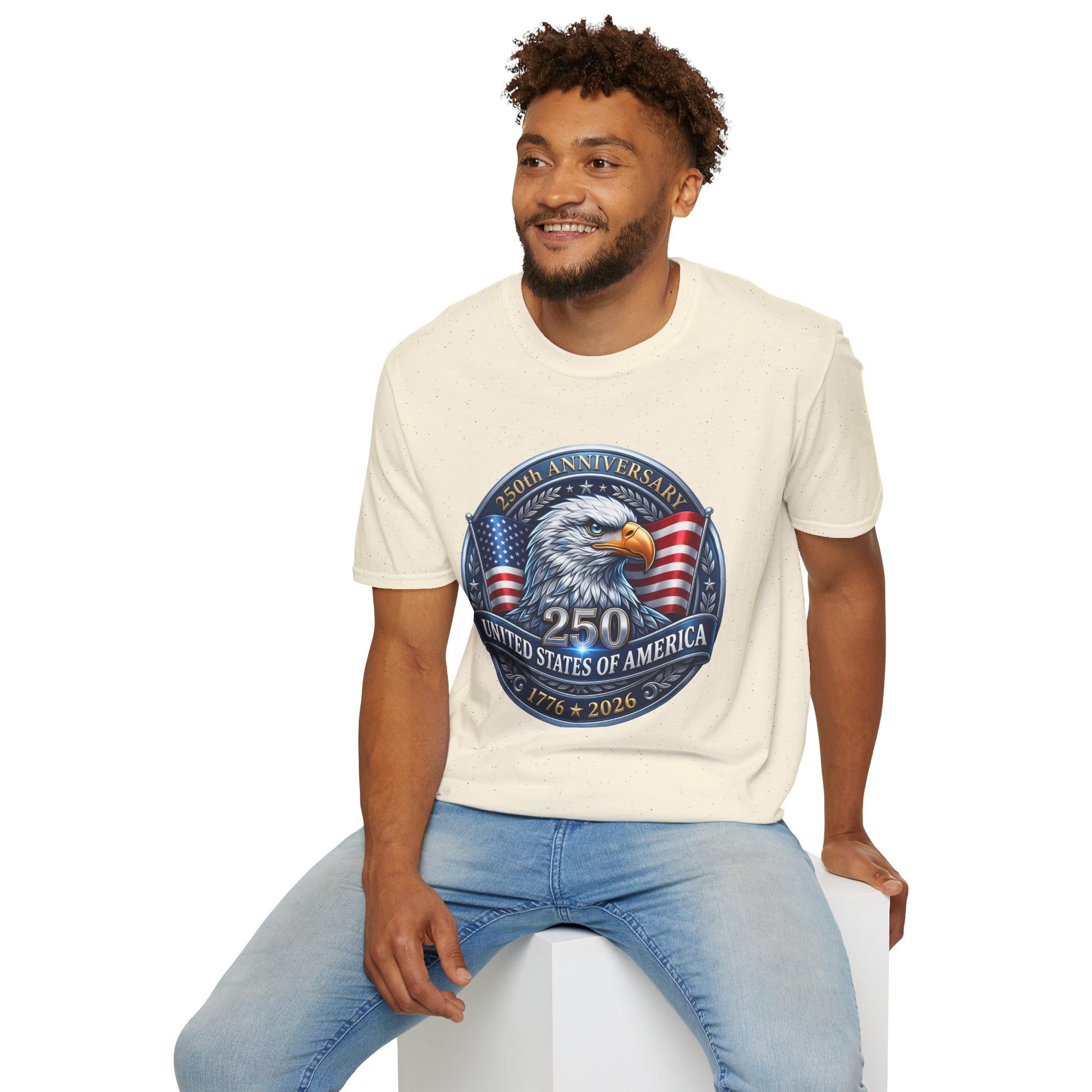 USA Eagle T-Shirt celebrating 250th anniversary with patriotic eagle design, commemorating the United States bicentennial 1776–2026.