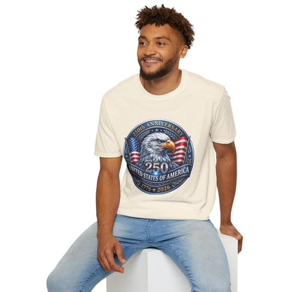 USA Eagle T-Shirt celebrating 250th anniversary with patriotic eagle design, commemorating the United States bicentennial 1776–2026.