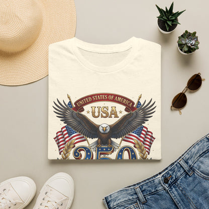 USA Eagle 250 Anniversary T-Shirt — Patriotic American Flag Tee 4 of July USA