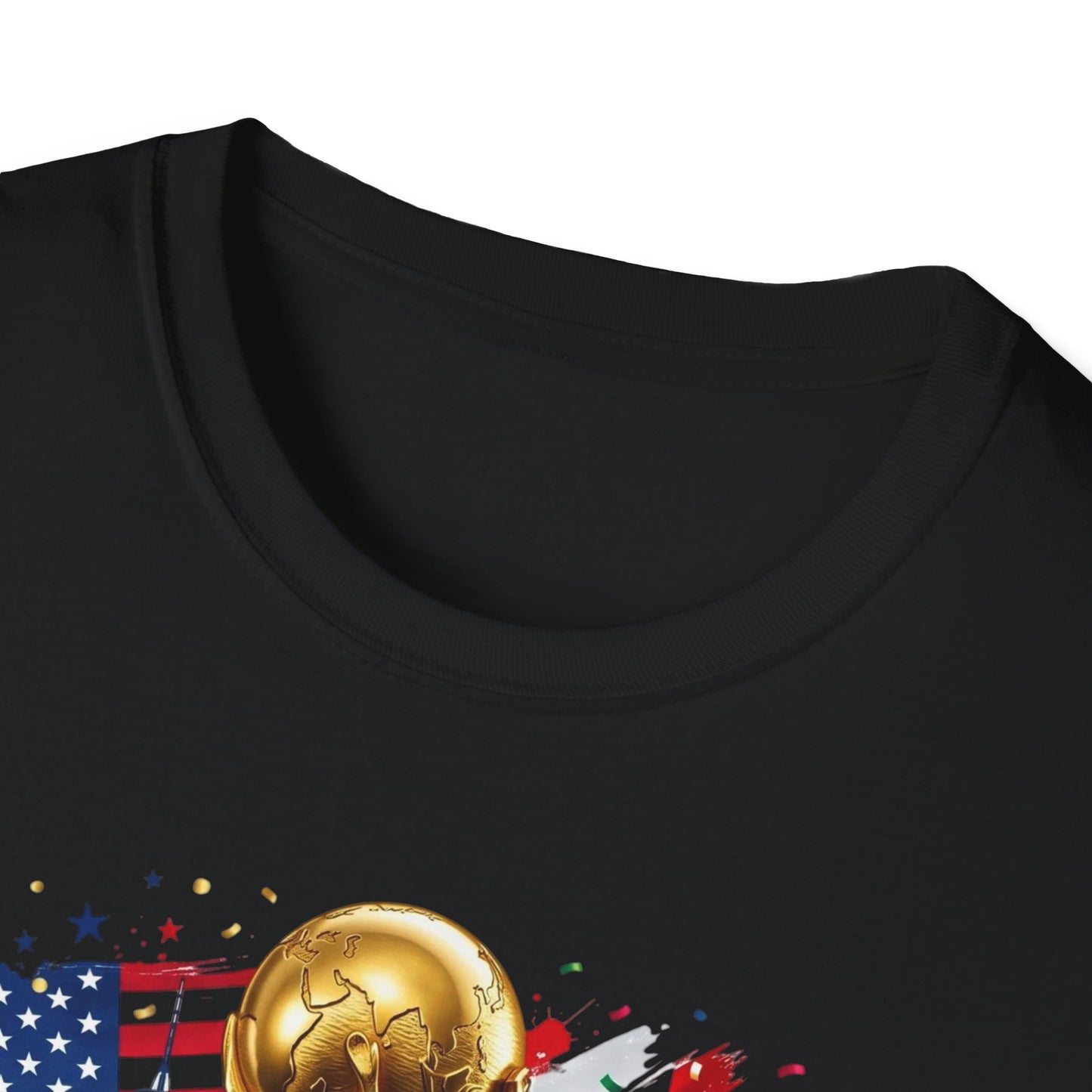 T-Shirt — World Cup 2026 Trophy Design with USA, Canada & Mexico Flags