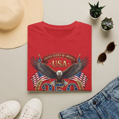 USA Eagle 250 Anniversary T-Shirt — Patriotic American Flag Tee 4 of July USA