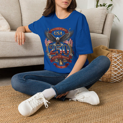 USA Eagle 250 Anniversary T-Shirt — Patriotic American Flag Tee 4 of July USA