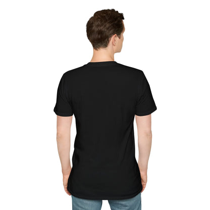 Back view of a plain black unisex t-shirt worn by a man, blank reverse of the World Cup 2026 tee