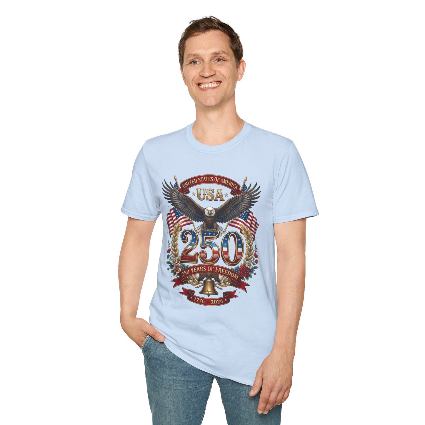 USA Eagle 250 Anniversary T-Shirt — Patriotic American Flag Tee 4 of July USA