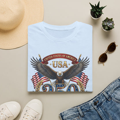 USA Eagle 250 Anniversary T-Shirt — Patriotic American Flag Tee 4 of July USA