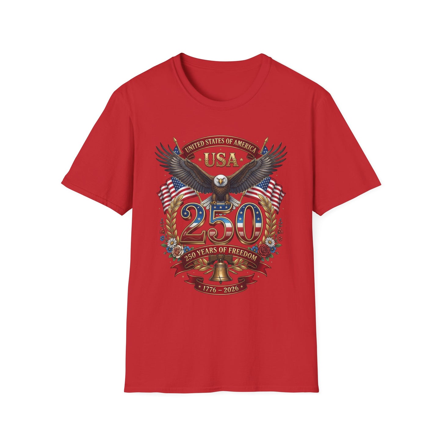 USA Eagle 250 Anniversary T-Shirt — Patriotic American Flag Tee 4 of July USA