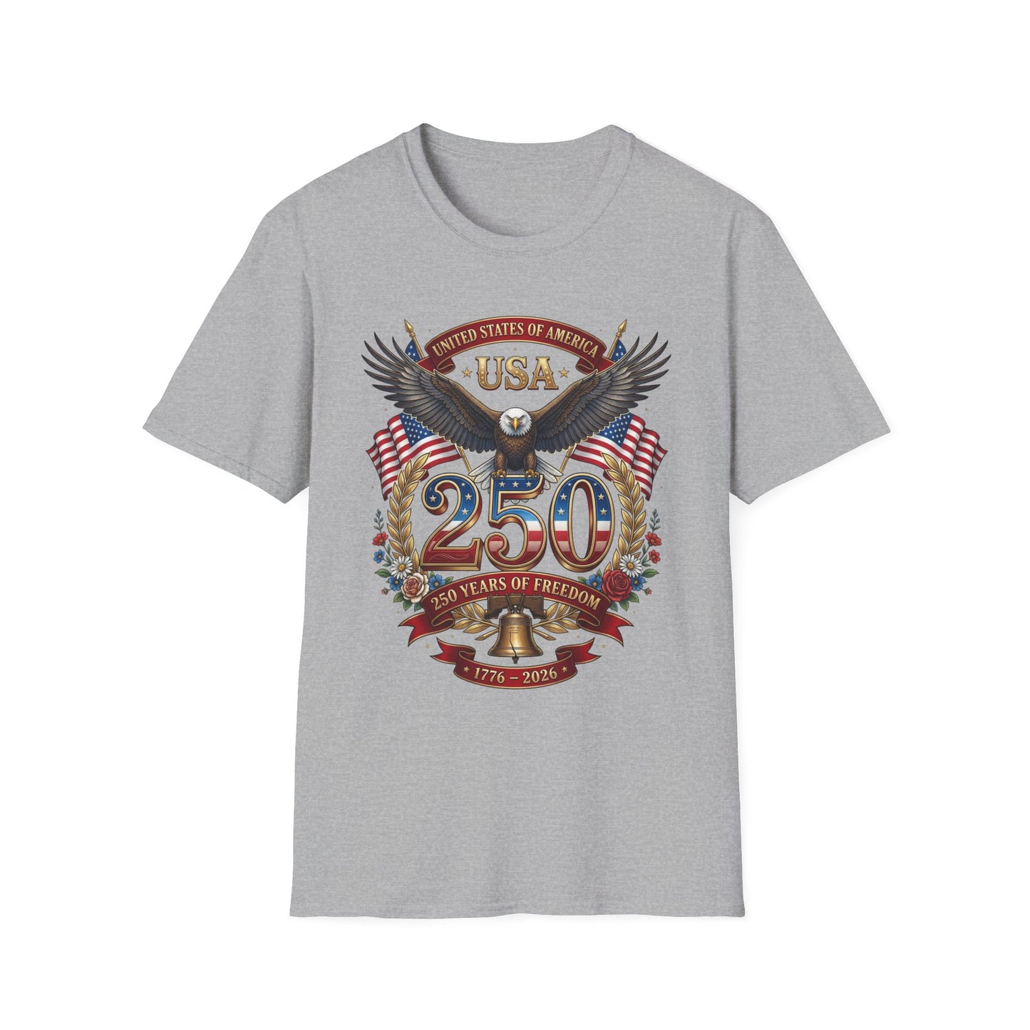 USA Eagle 250 Anniversary T-Shirt — Patriotic American Flag Tee 4 of July USA