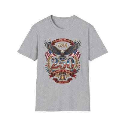 USA Eagle 250 Anniversary T-Shirt — Patriotic American Flag Tee 4 of July USA