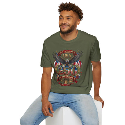 USA Eagle 250 Anniversary T-Shirt — Patriotic American Flag Tee 4 of July USA