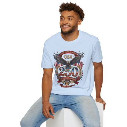 USA Eagle 250 Anniversary T-Shirt — Patriotic American Flag Tee 4 of July USA
