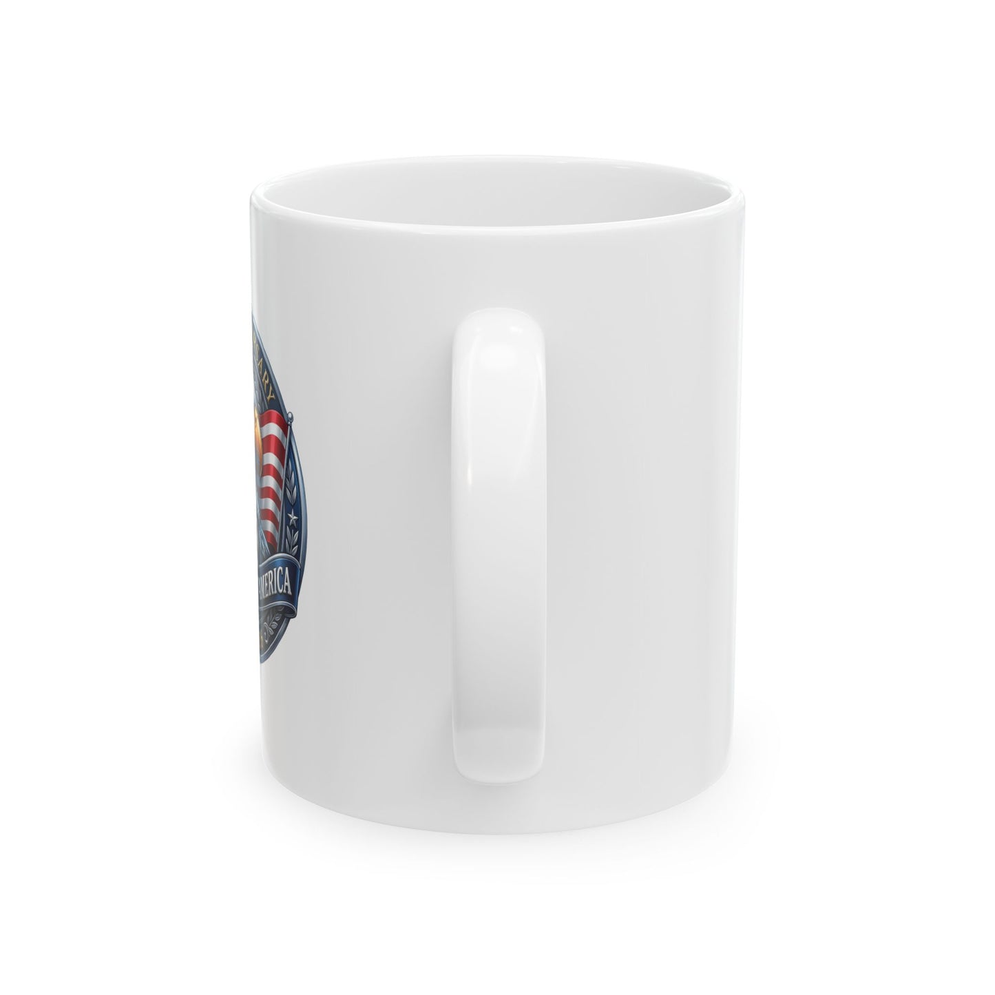 Patriotic Eagle Ceramic Mug — American Flag Emblem Coffee Cup 11oz