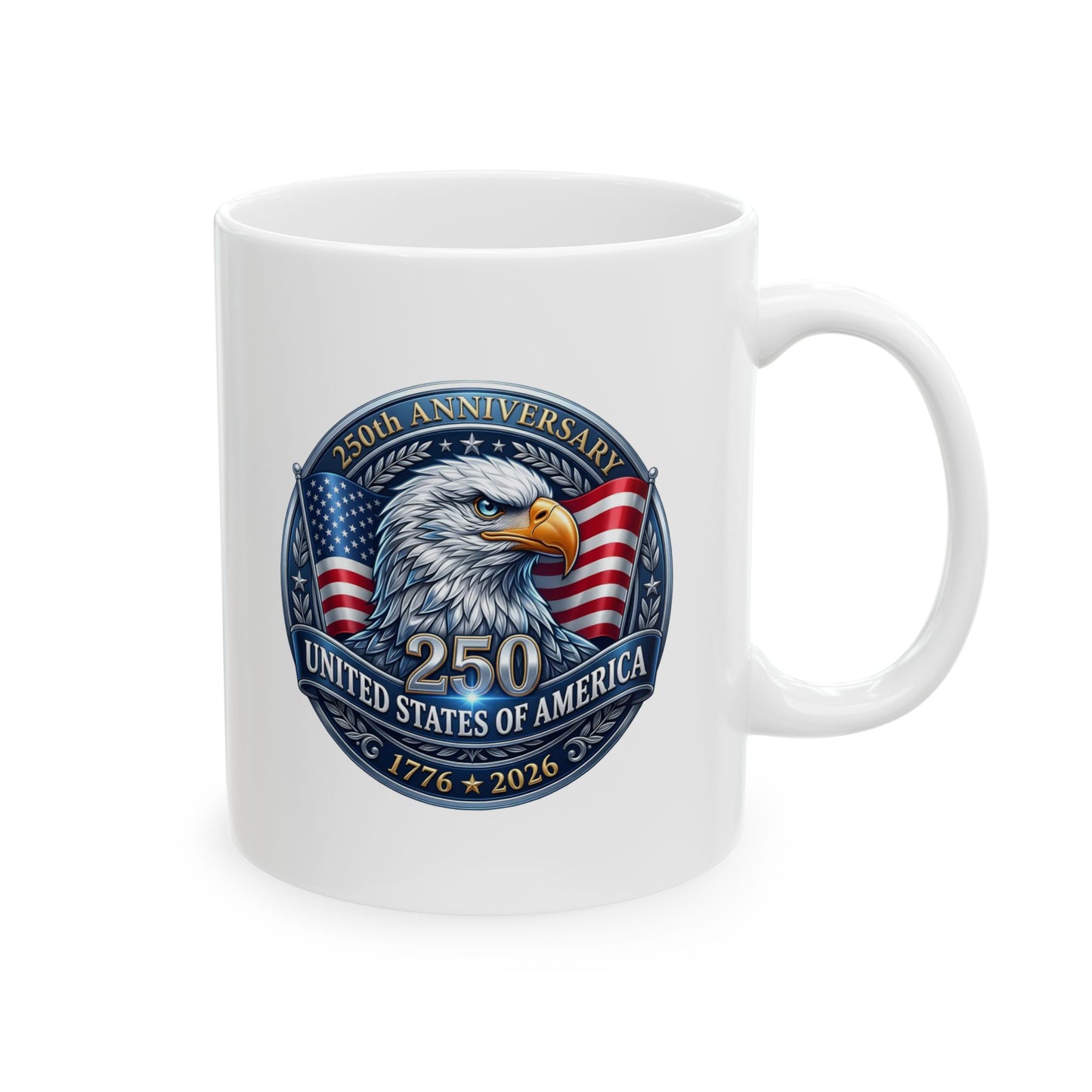Patriotic Eagle Ceramic Mug — American Flag Emblem Coffee Cup 11oz