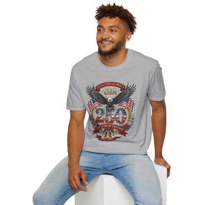 USA Eagle 250 Anniversary T-Shirt — Patriotic American Flag Tee 4 of July USA