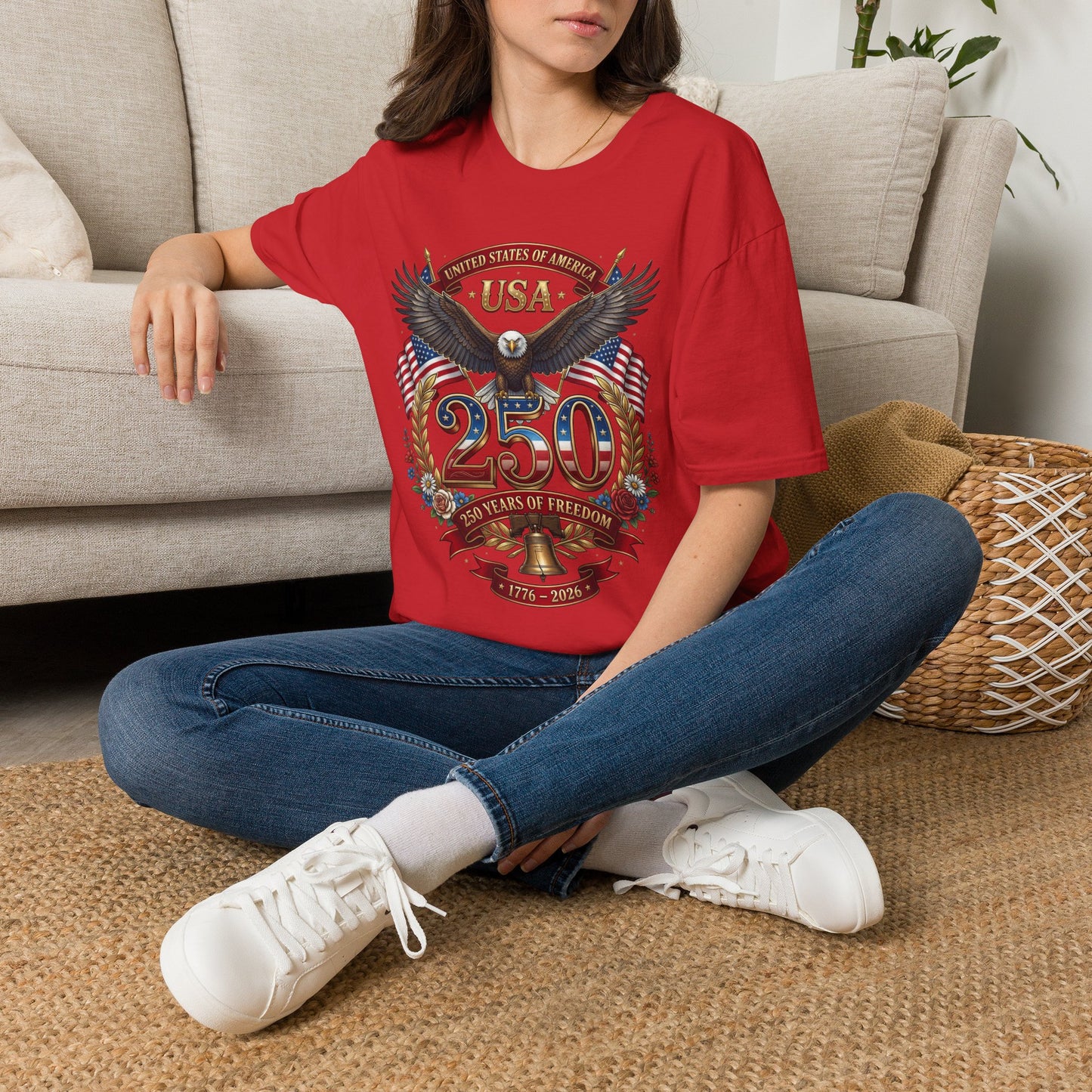 USA Eagle 250 Anniversary T-Shirt — Patriotic American Flag Tee 4 of July USA