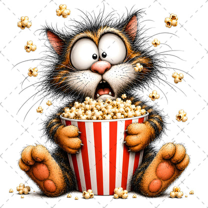 Cute Cat Clipart Bundle: Whimsical Kitten Illustrations for Nursery Decor, whimsical kitten, cartoon cat digital, popcorn cat art, PNG, digital download, high resolution
