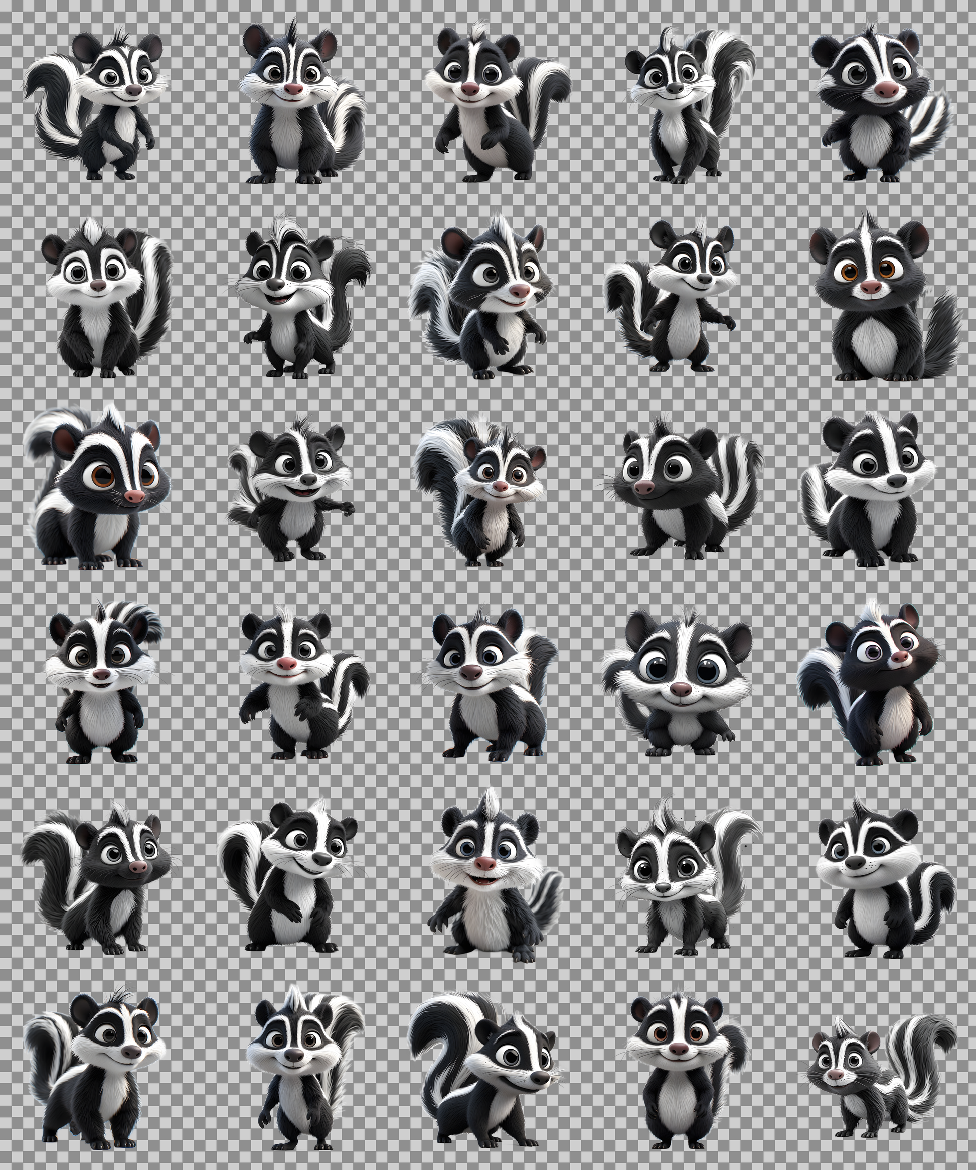 Cute Skunk Nursery Wall Art Printable Woodland Animal Decor PNG Kids Room Sublimation Commercial Use