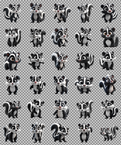 Cute Skunk Nursery Wall Art Printable Woodland Animal Decor PNG Kids Room Sublimation Commercial Use
