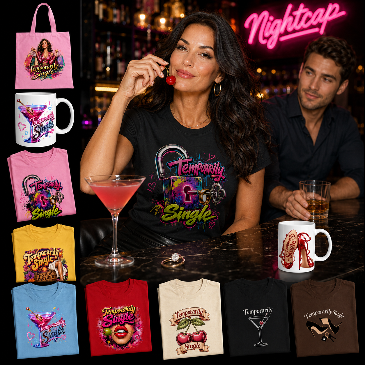 Temporarily Single PNG Funny Breakup Gift for Her, Sassy Shirt, Flirty Design, Girls Night Out, PNG, digital download, high resolution