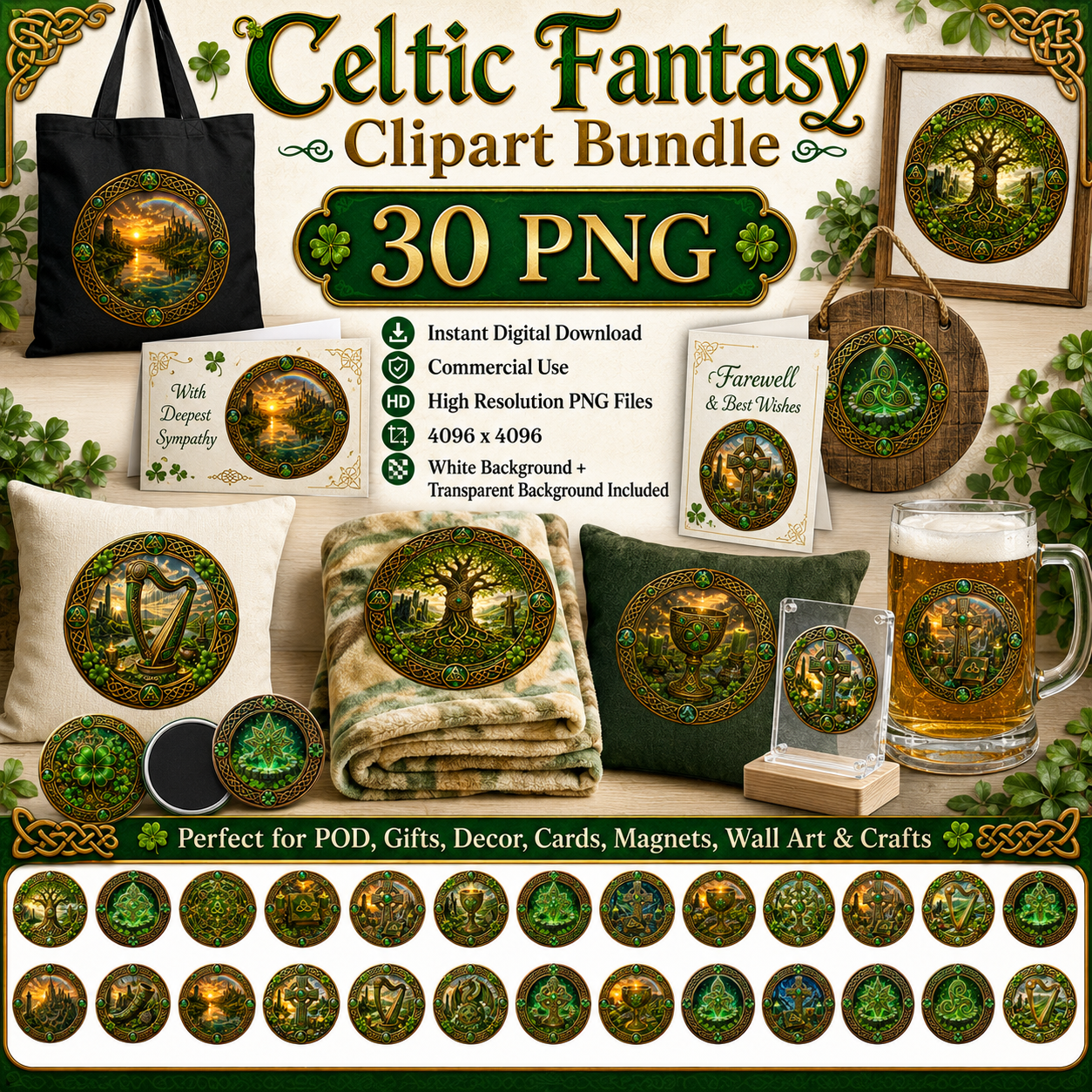 Vibrant Celtic Knotwork Dragon Art Digital Download | Irish Fantasy Symbol PNG for Commercial Use & POD, tree of life artwork, cricut cut file celt, commercial use celti, PNG, digital download, high resolution