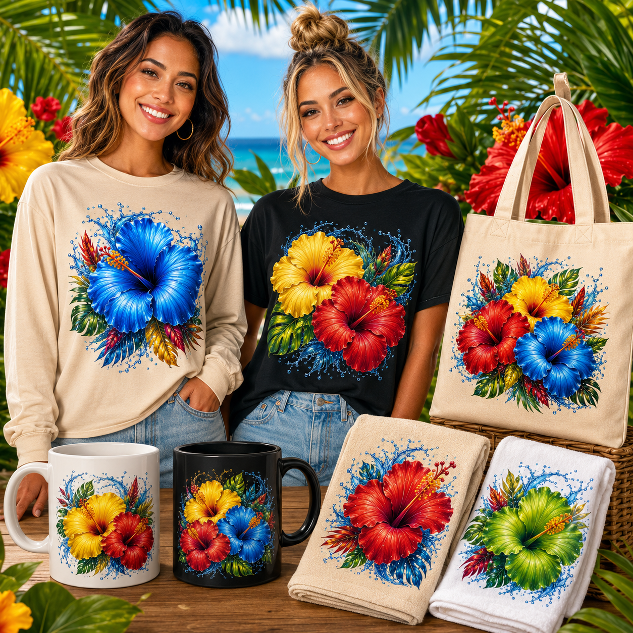 Tropical Hibiscus PNG Sublimation Design Vibrant Watercolor Flower Water Splash Clipart Commercial Use, summer wall art, water splash art, hibiscus flower png, PNG, digital download, high resolution