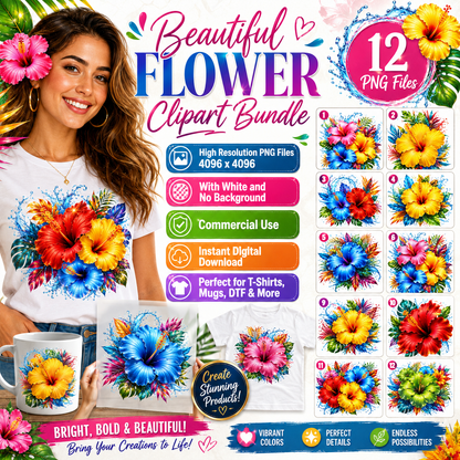Tropical Hibiscus PNG Sublimation Design Vibrant Watercolor Flower Water Splash Clipart Commercial Use, hibiscus png, paradise floral, hawaiian floral desi, PNG, digital download, high resolution