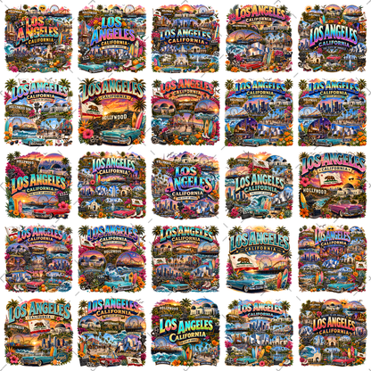 Los Angeles California Travel Collage Digital Art Print | Vibrant LA Landmark & Attraction Wall Decor | Instant Download, southern california, la souvenir, la travel poster, PNG, digital download, high resolution