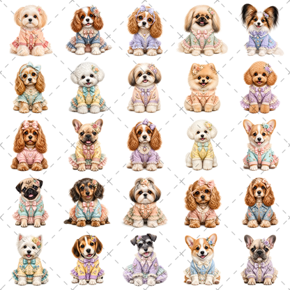Puppy in Dress PNG Clipart | Adorable Nursery Decor & Pet Lover Gift | Cute Dog Sublimation Design for T-Shirts, vintage pet illustra, nursery animal art, dog lover gift, PNG, digital download, high resolution